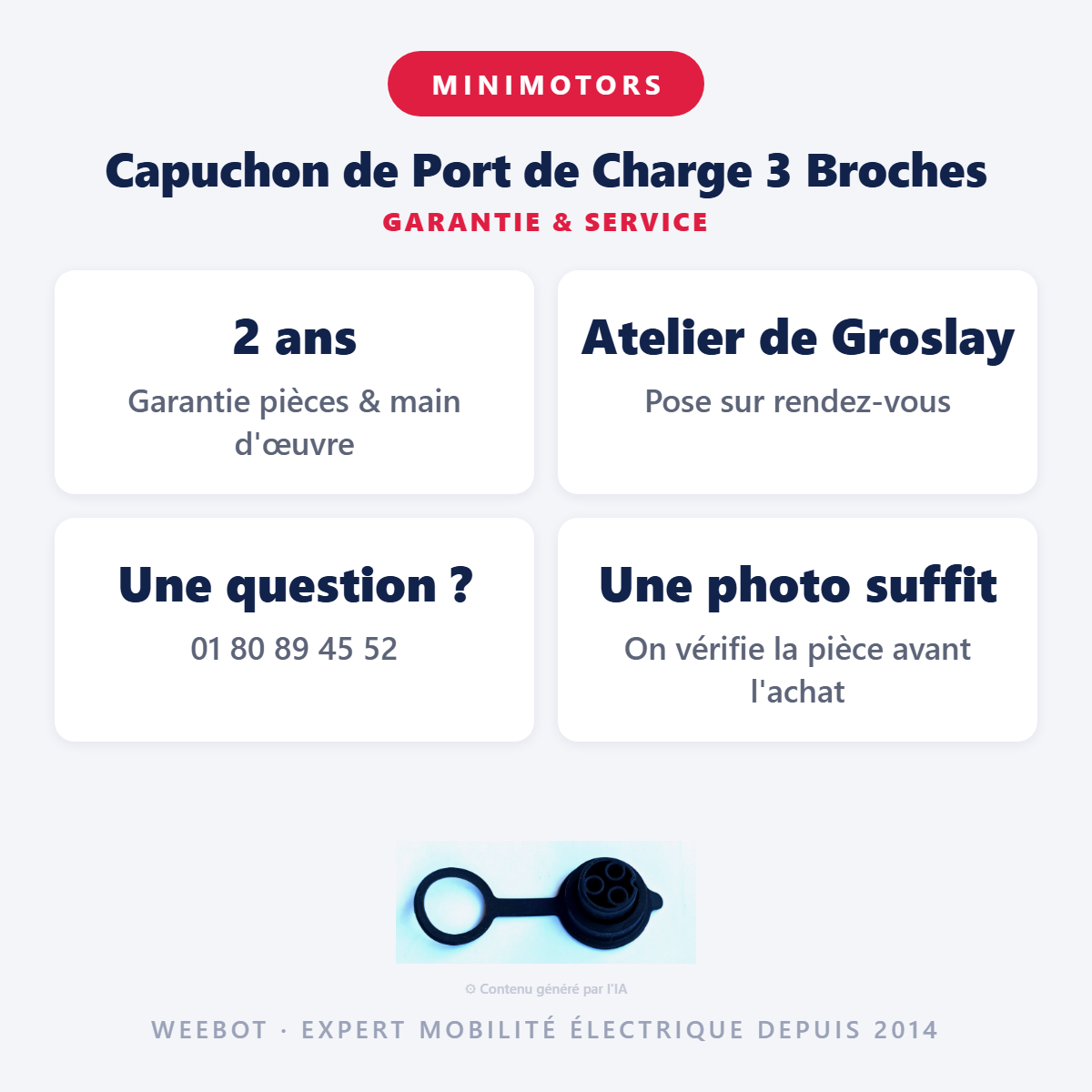 Capuchon de Port de Charge 3 Broches : garantie 2 ans et service après-vente