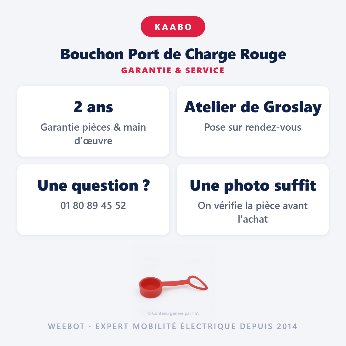 Bouchon Port de Charge Rouge : garantie 2 ans et service après-vente