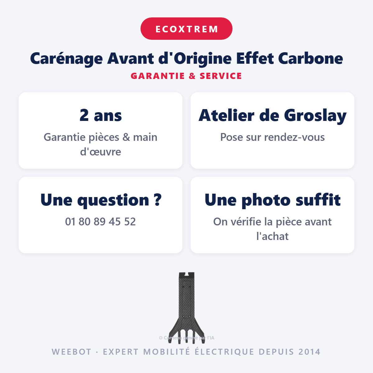 Carénage Avant d'Origine Effet Carbone : garantie 2 ans et service après-vente