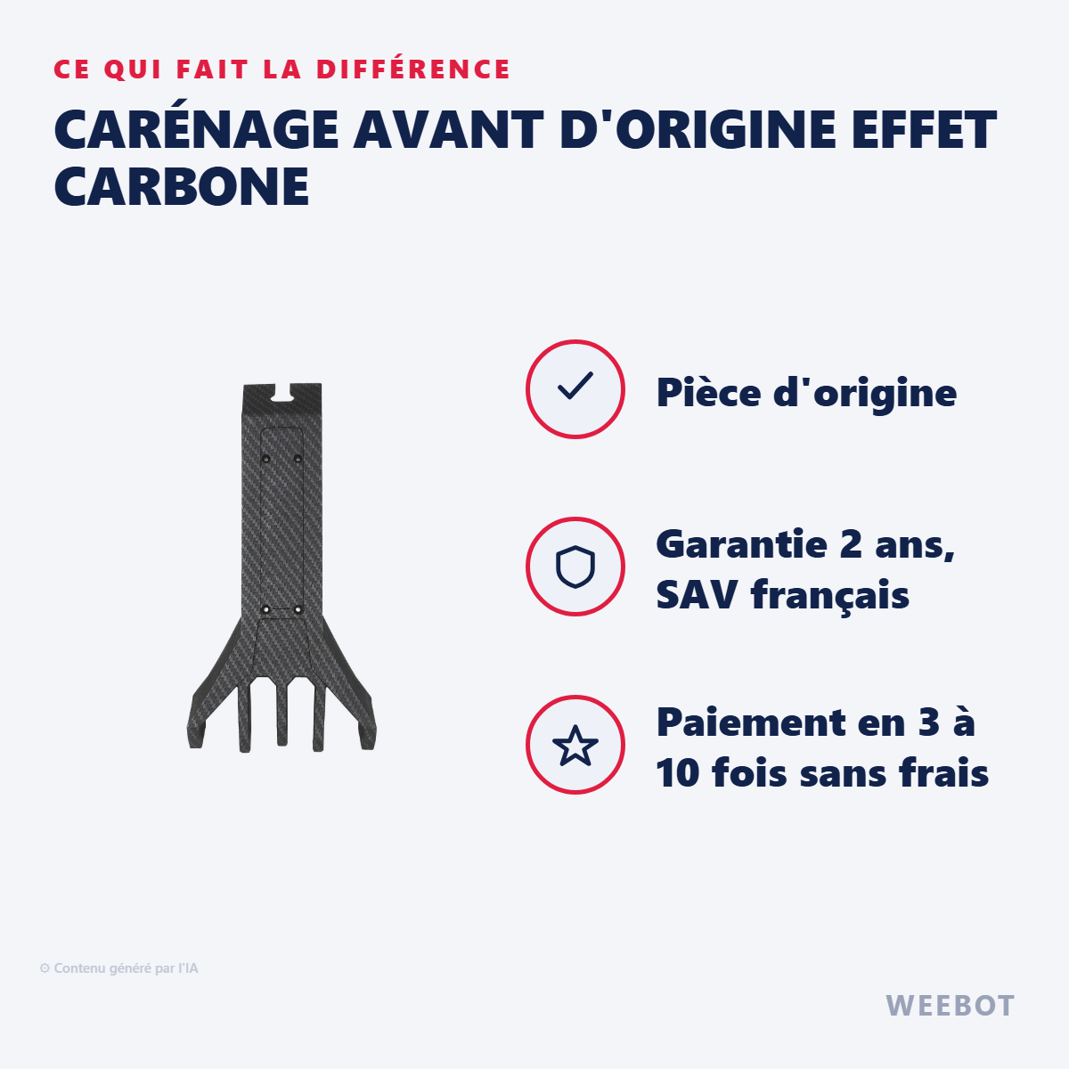 Carénage Avant d'Origine Effet Carbone : les points forts