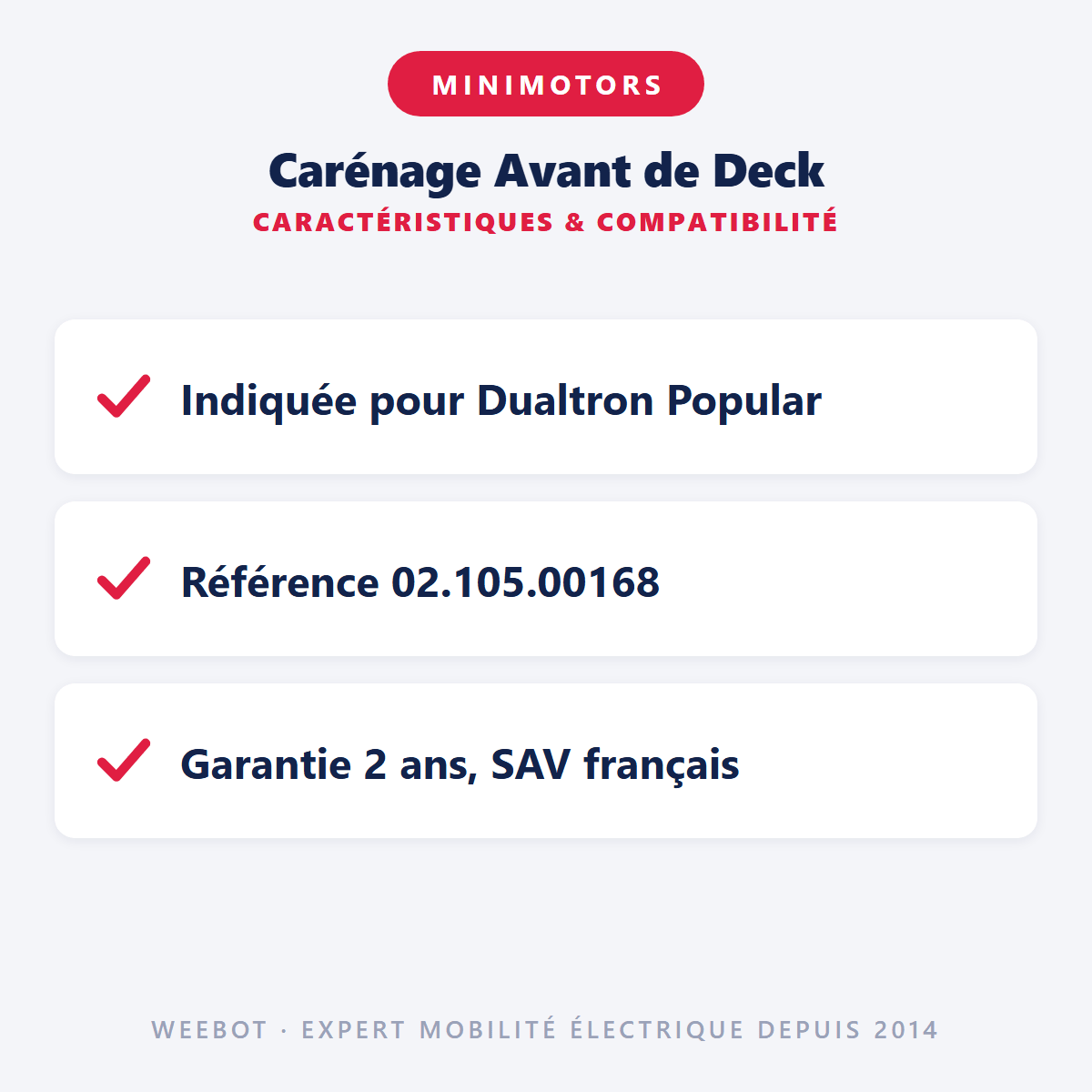 Carénage Avant de Deck pour Trottinette Electrique Dualtron Popular - Weebot