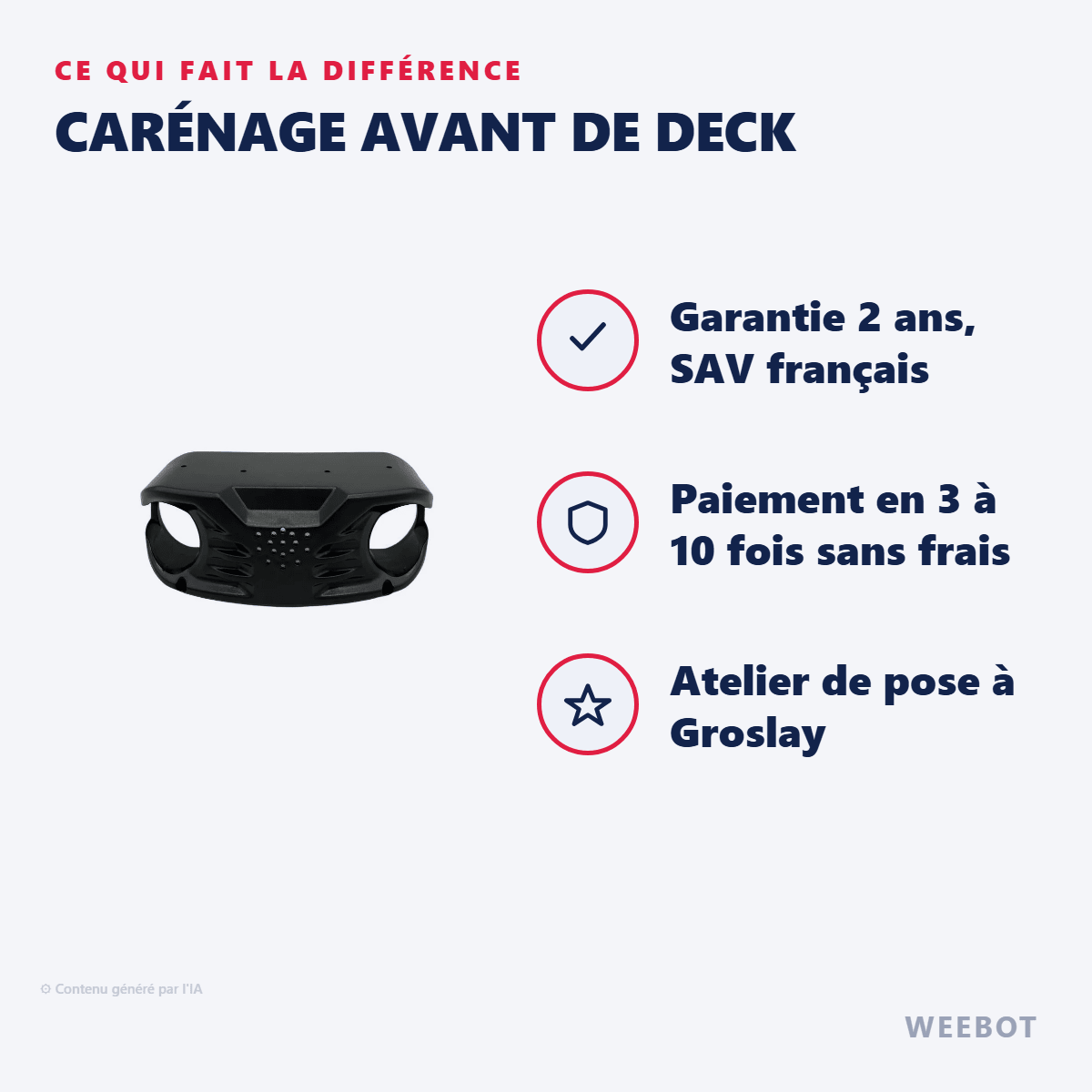 Carénage Avant de Deck pour Trottinette Electrique Dualtron Popular - Weebot