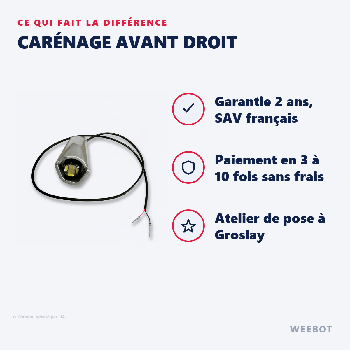 Carénage Avant Droit pour Trottinette Electrique Dualtron Togo Limited avec LED - Weebot