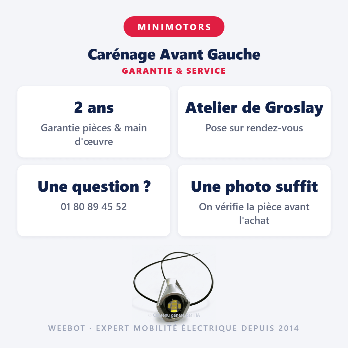 Carénage Avant Gauche pour Trottinette Electrique Dualtron Togo Limited avec LED - Weebot
