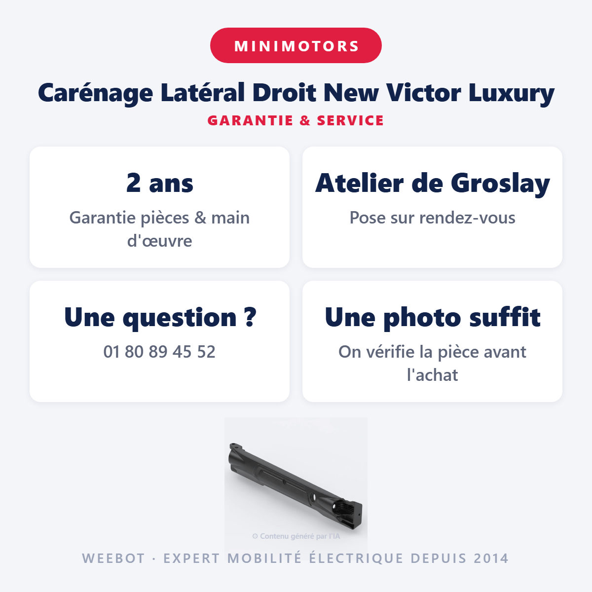 Carénage Latéral Droit New Victor Luxury : garantie 2 ans et service après-vente