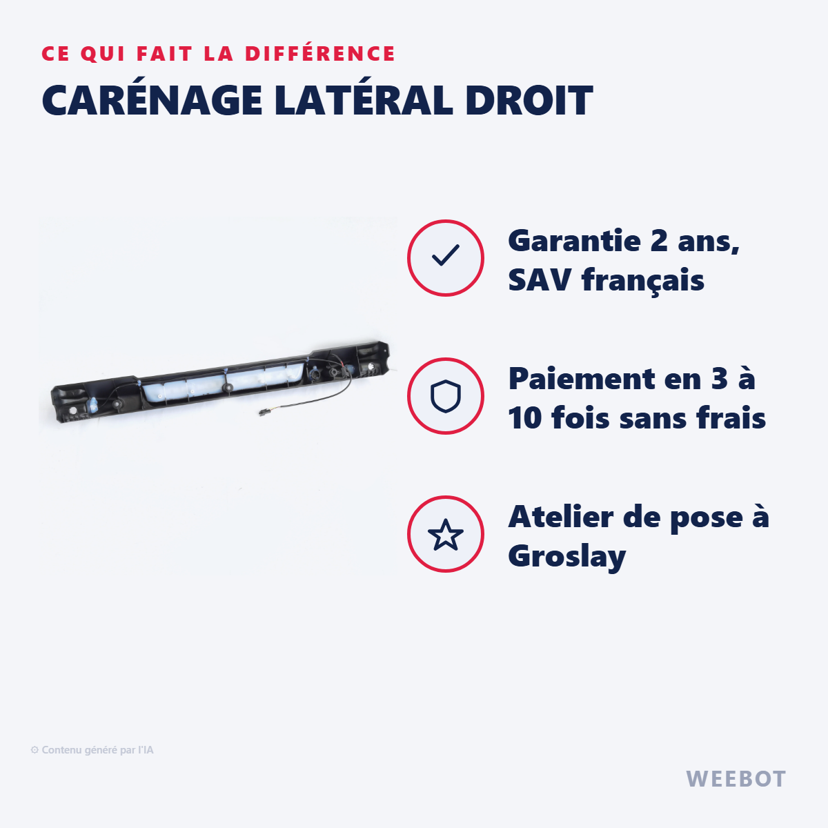 Carénage Latéral Droit : les points forts