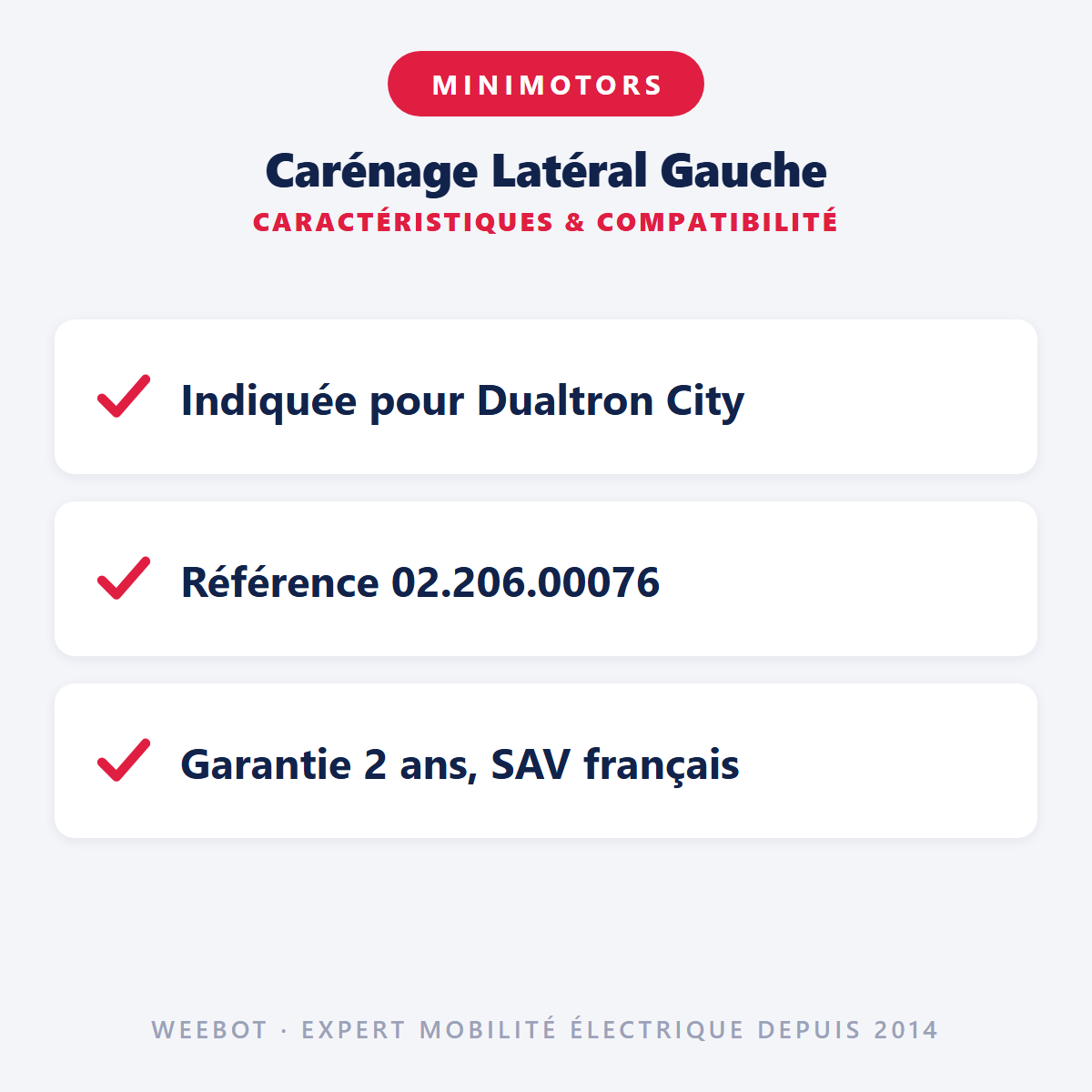 Carénage Latéral Gauche : caractéristiques et compatibilité
