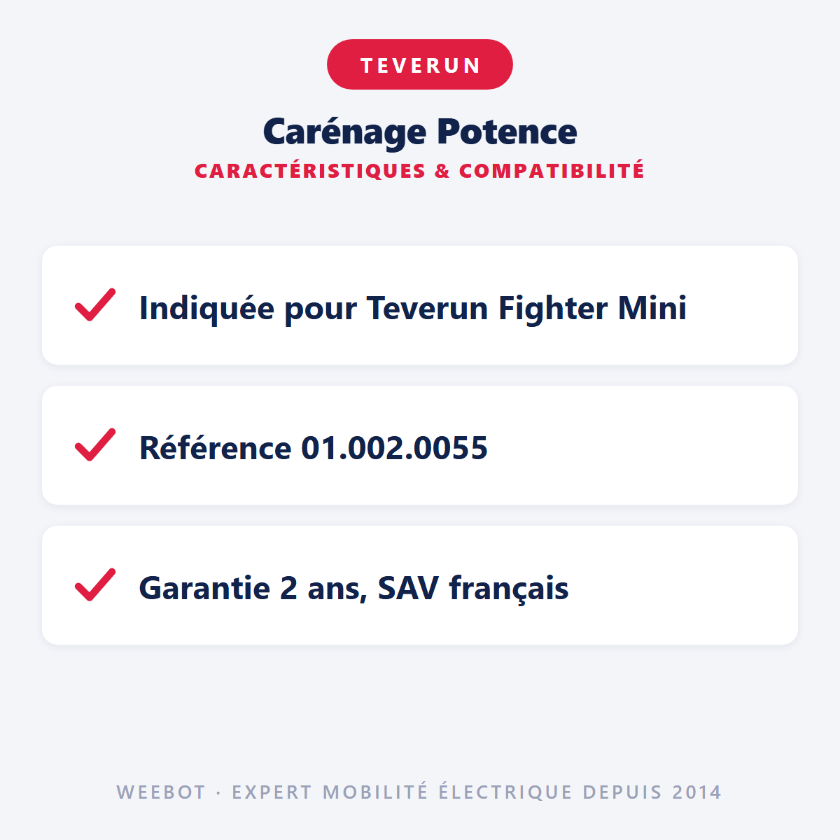 Carénage Potence pour Trottinette Electrique Fighter Mini - Teverun - Weebot
