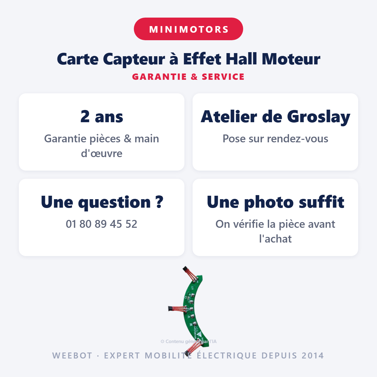 Carte Capteur à Effet Hall Moteur : garantie 2 ans et service après-vente
