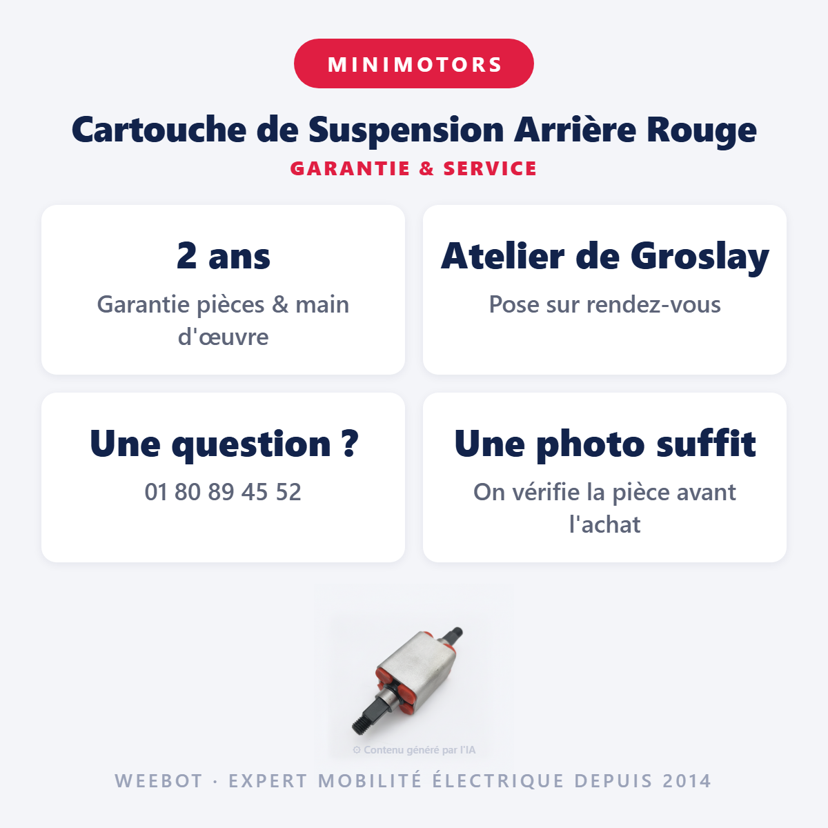 Cartouche de Suspension Arrière Rouge : garantie 2 ans et service après-vente