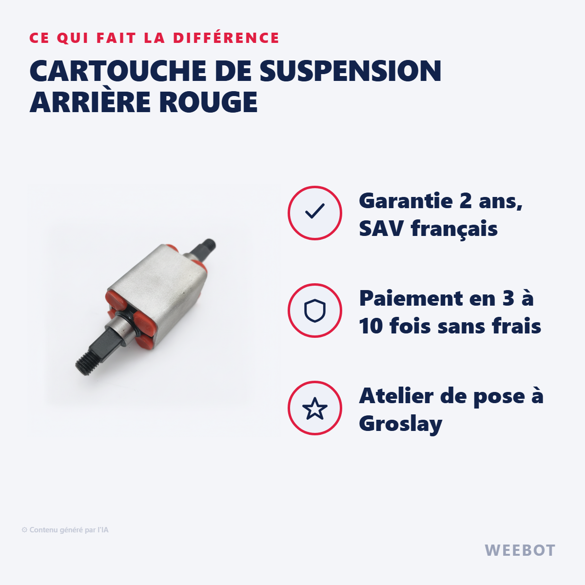 Cartouche de Suspension Arrière Rouge : les points forts