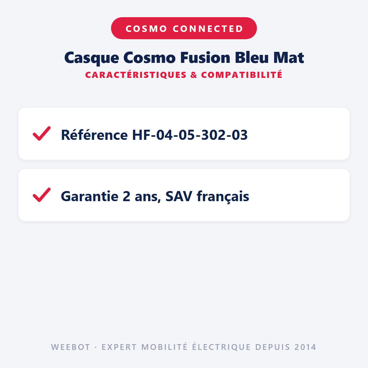 Casque Cosmo Fusion Bleu Mat : caractéristiques et compatibilité