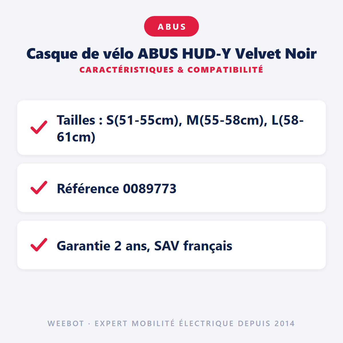 Casque de vélo ABUS HUD-Y Velvet Noir : caractéristiques et compatibilité