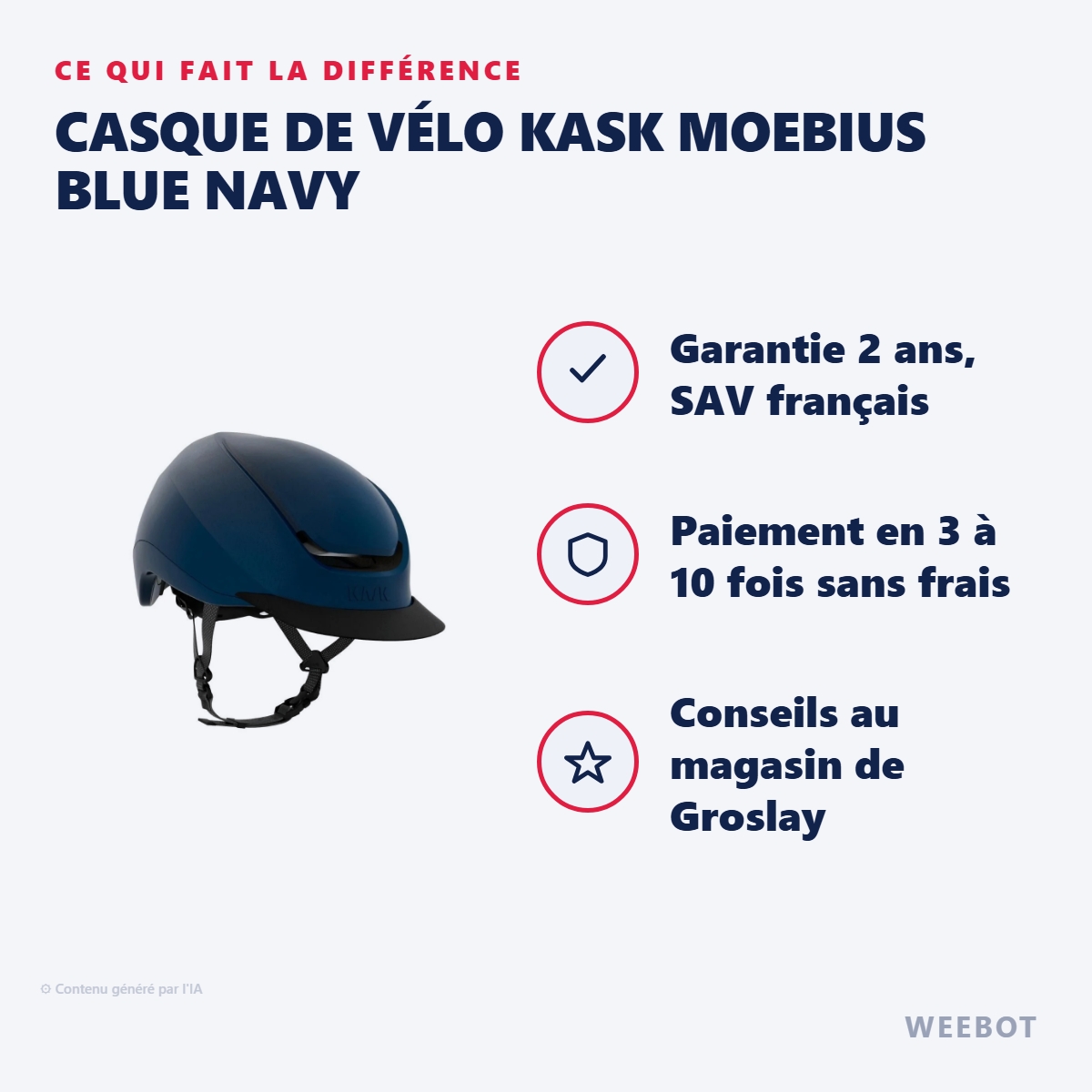 Casque de Vélo Kask MOEBIUS Blue Navy : les points forts