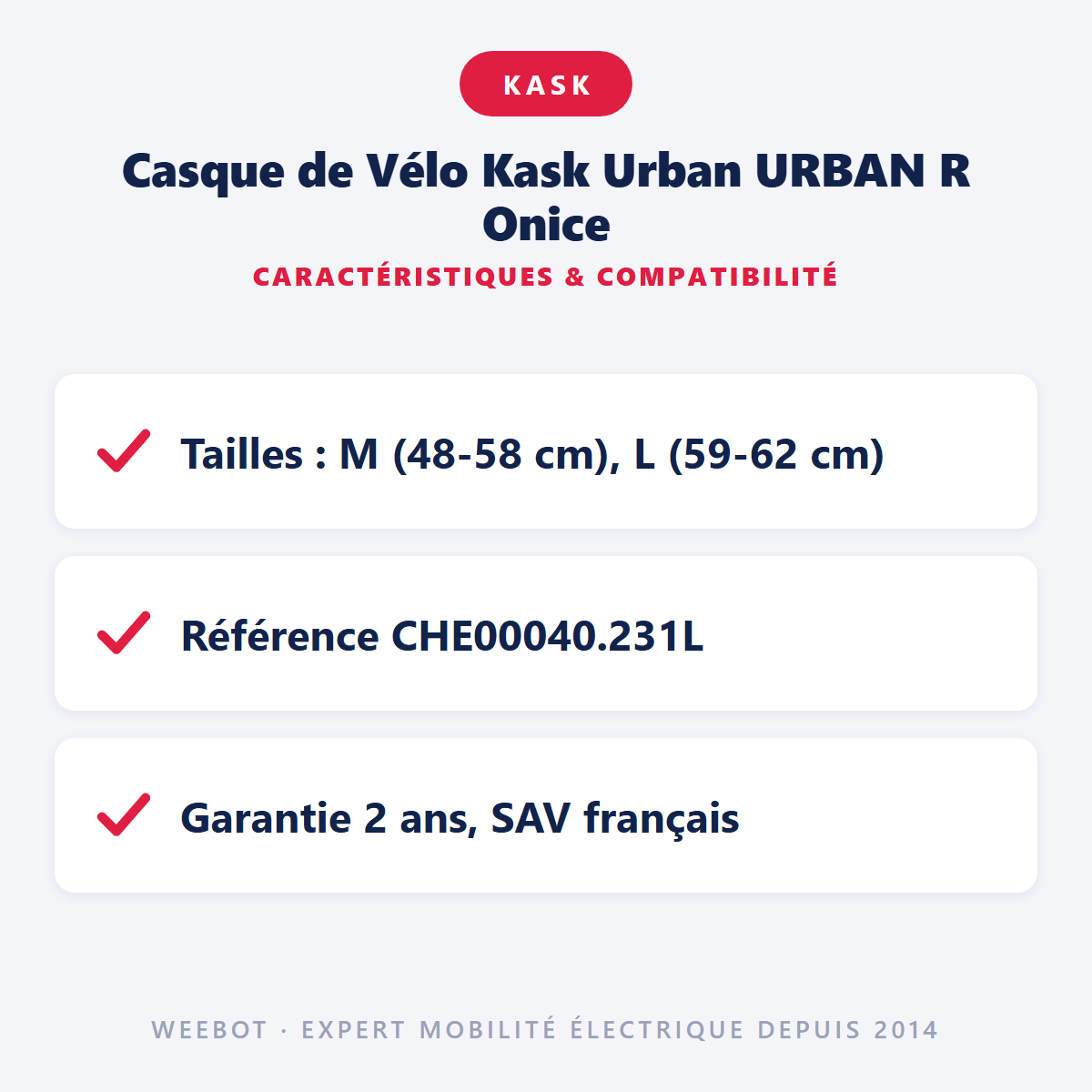 Casque de Vélo Kask Urban URBAN R Onice : caractéristiques et compatibilité