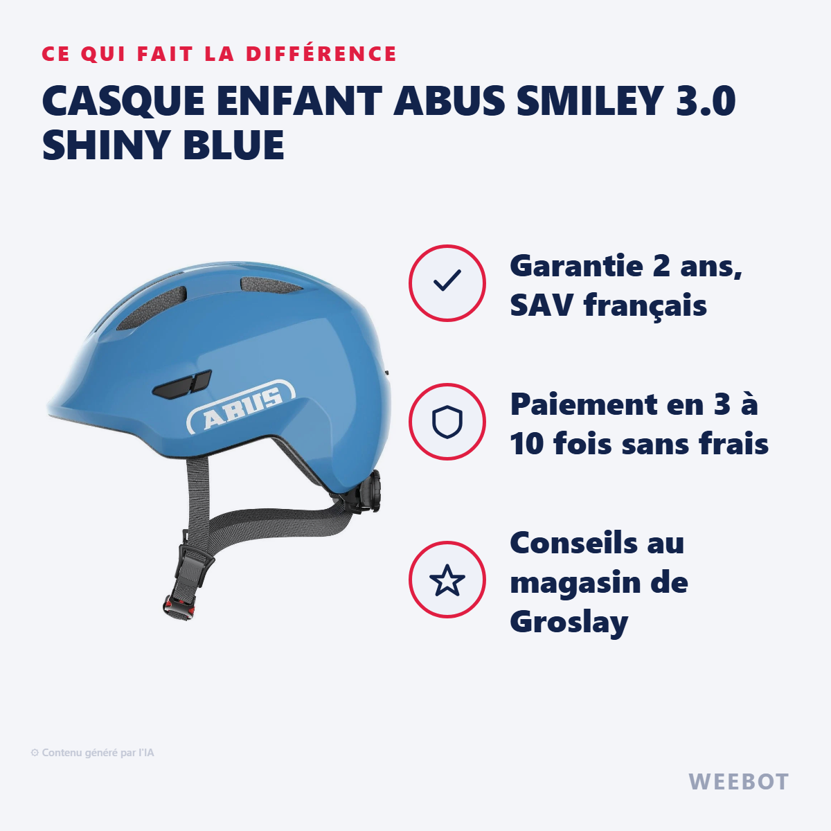 Casque enfant Abus SMILEY 3.0 SHINY BLUE : les points forts
