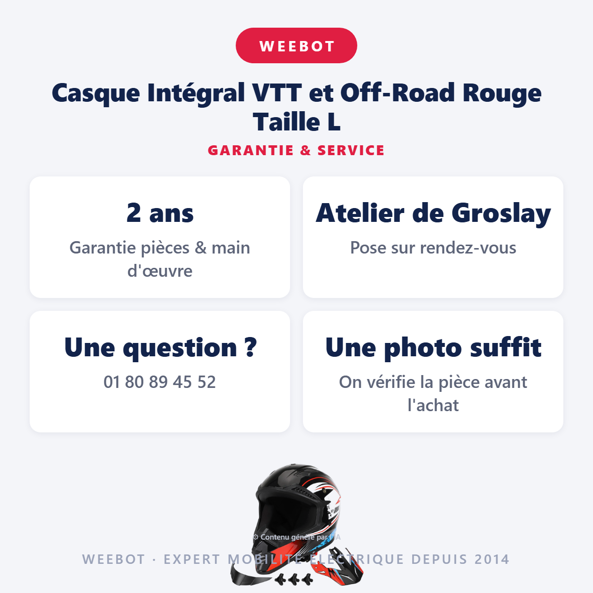 Casque Intégral VTT et Off-Road Rouge Taille L : garantie 2 ans et service après-vente