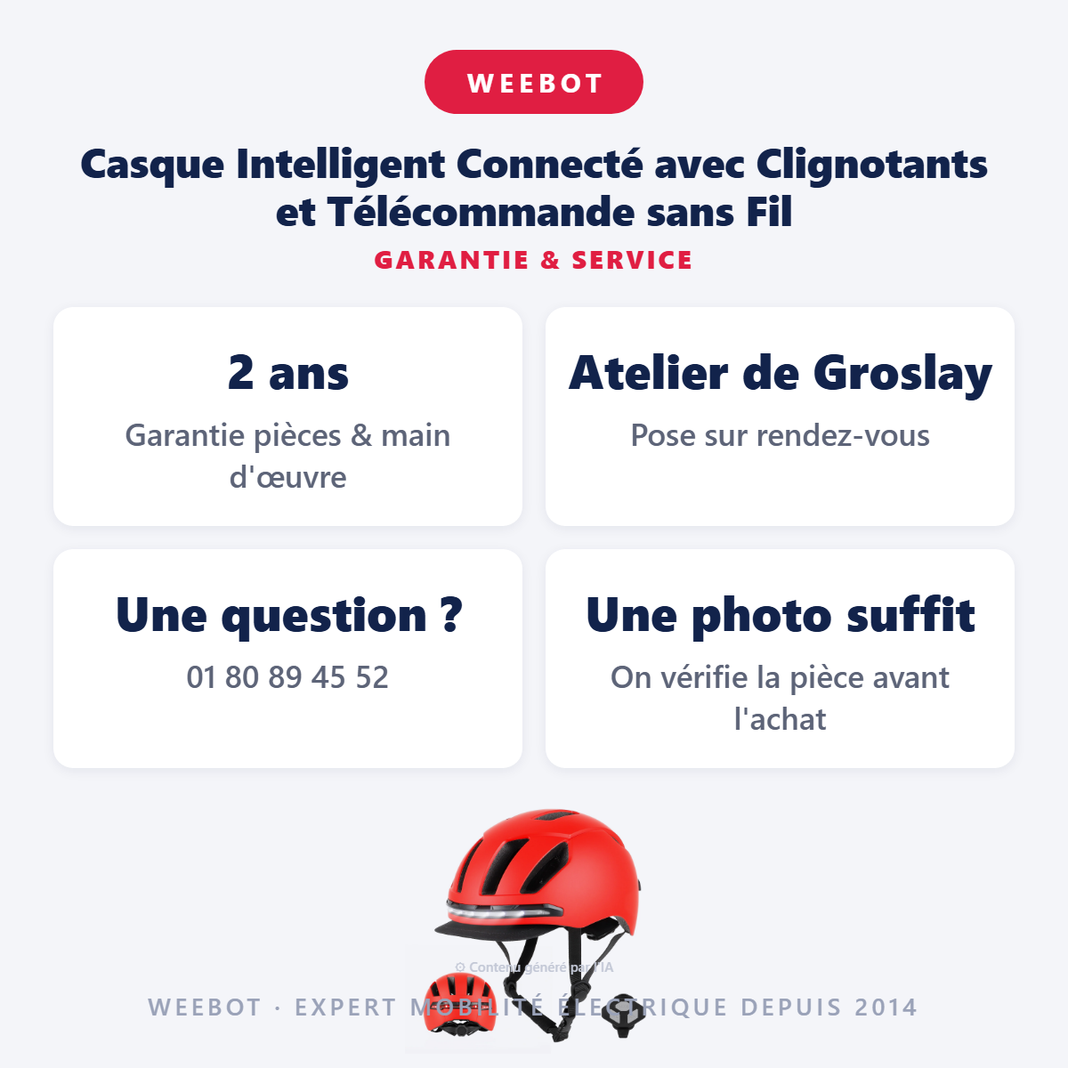 Casque Intelligent Connecté avec Clignotants et Télécommande sans Fil : garantie 2 ans et service après-vente