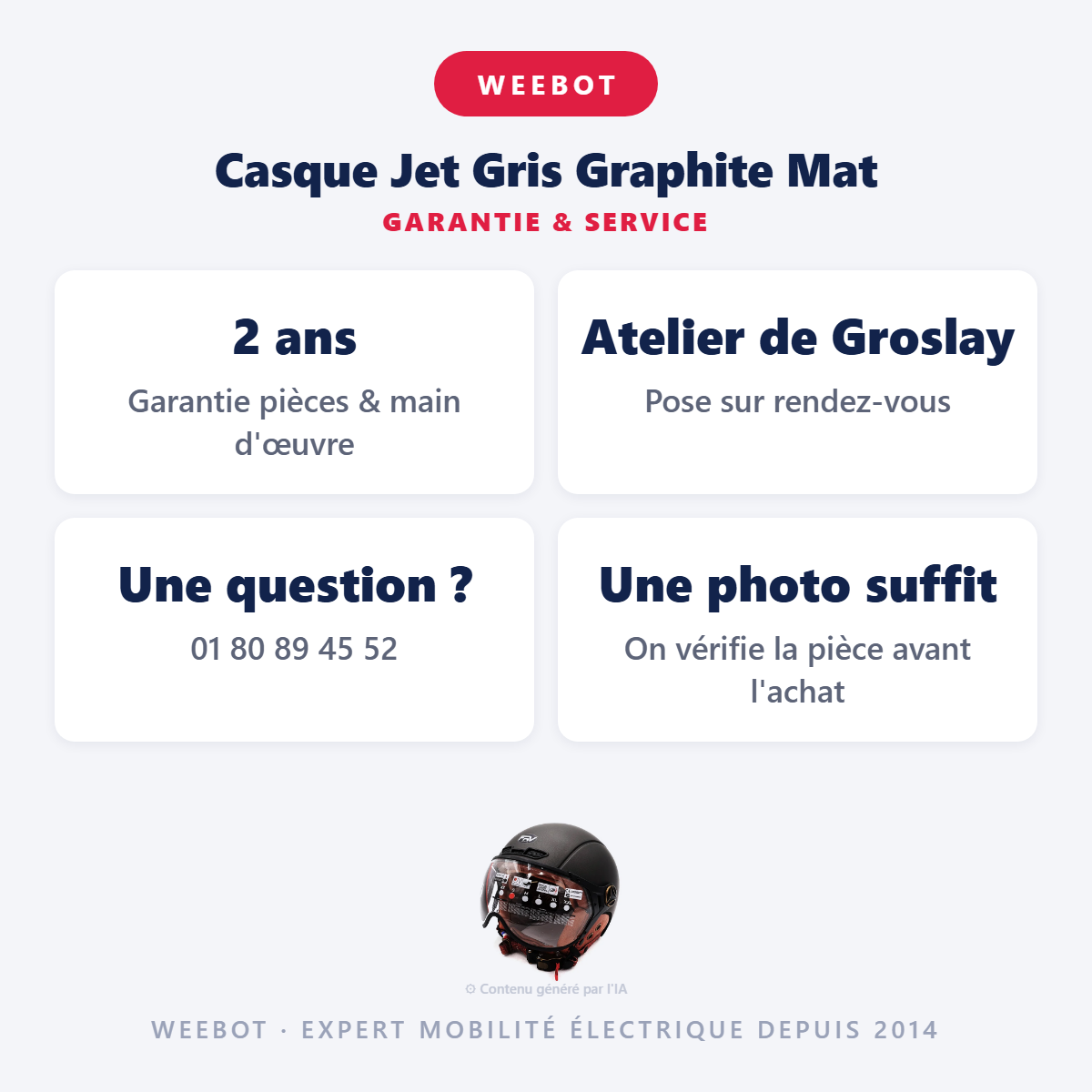 Casque Jet Gris Graphite Mat : garantie 2 ans et service après-vente