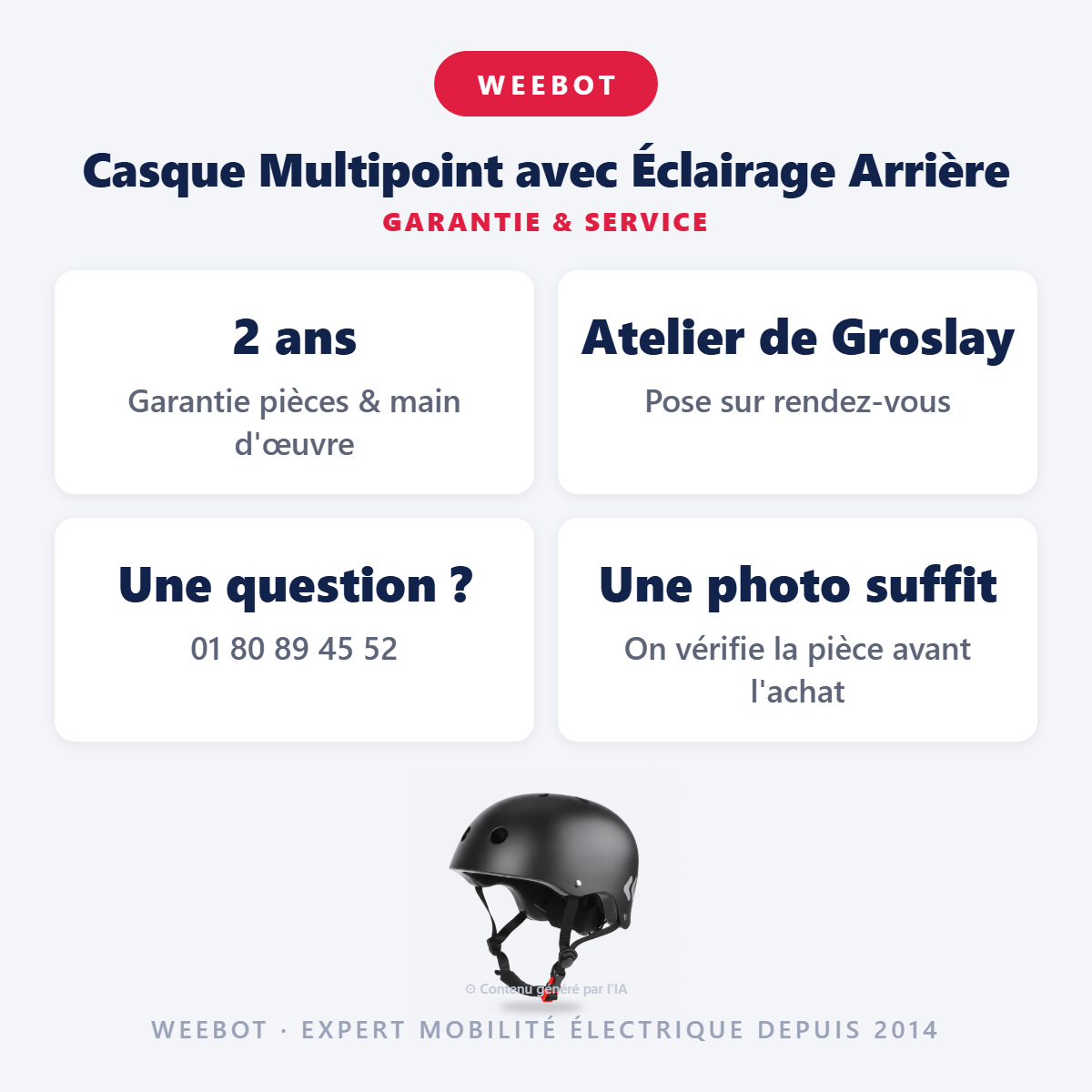 Casque Multipoint avec Éclairage Arrière : garantie 2 ans et service après-vente