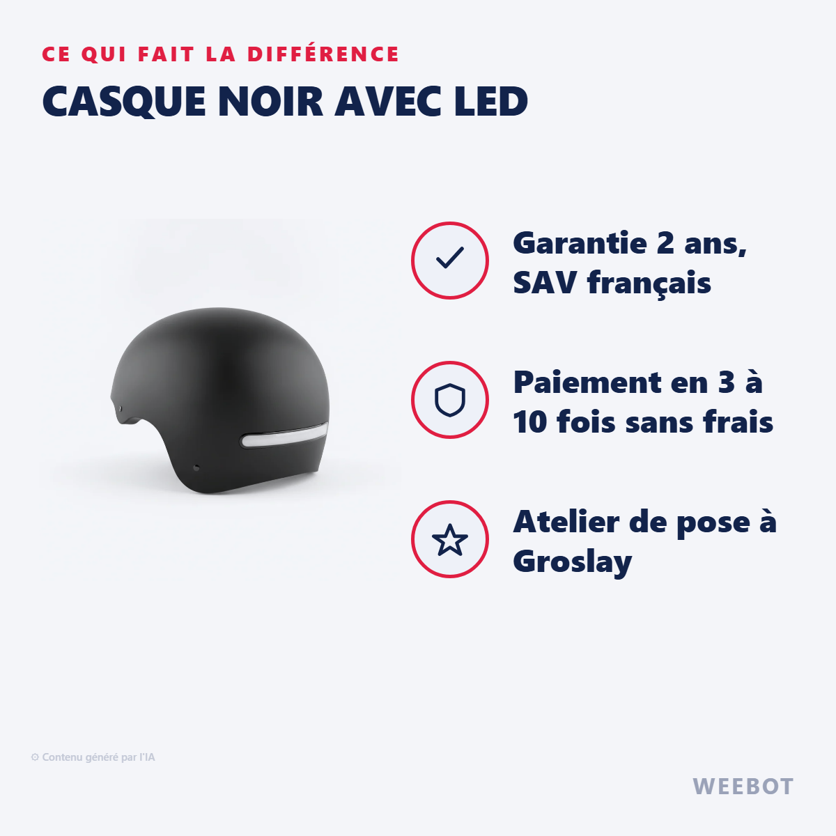 Casque Noir avec LED : les points forts