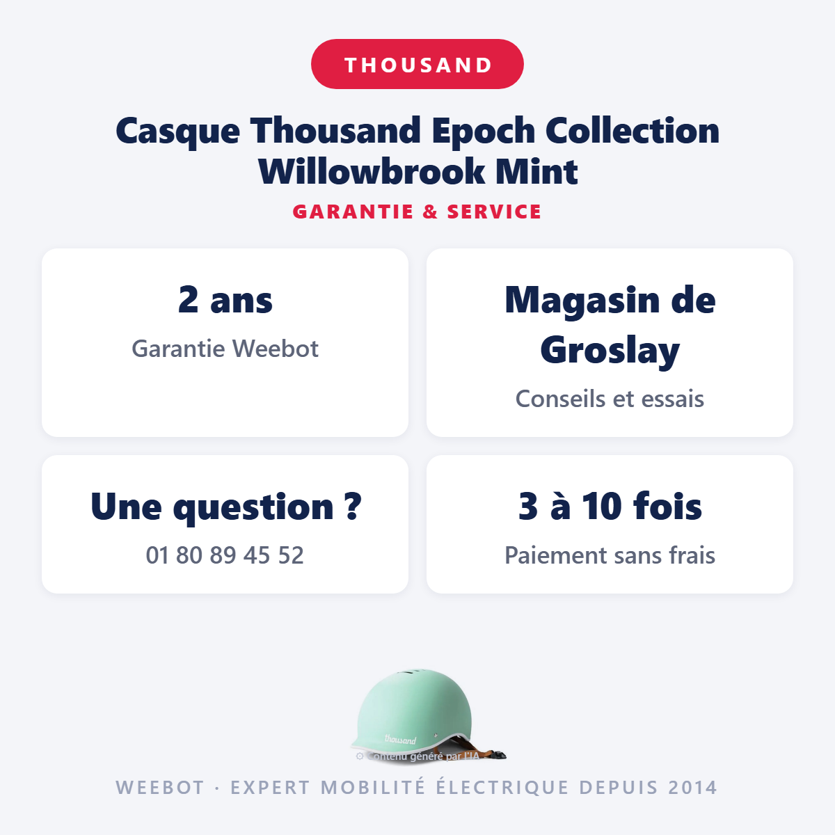 Casque Thousand Epoch Collection Willowbrook Mint : garantie 2 ans et service après-vente