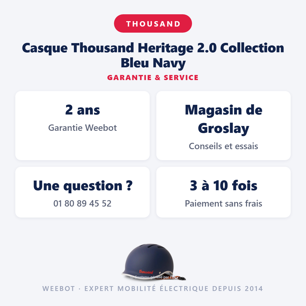 Casque Thousand Heritage 2.0 Collection Bleu Navy : garantie 2 ans et service après-vente