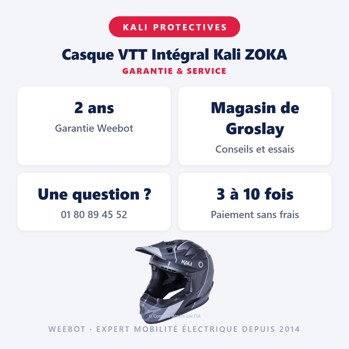 Casque VTT Intégral Kali ZOKA : garantie 2 ans et service après-vente