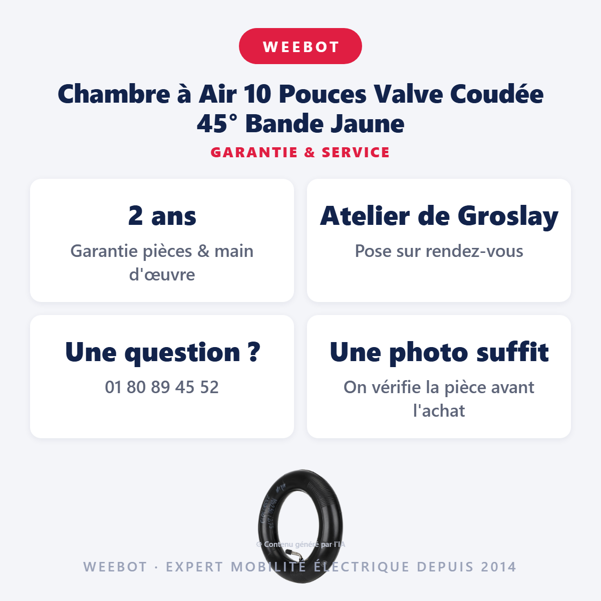 Chambre à Air 10 Pouces Valve Coudée 45° Bande Jaune : garantie 2 ans et service après-vente