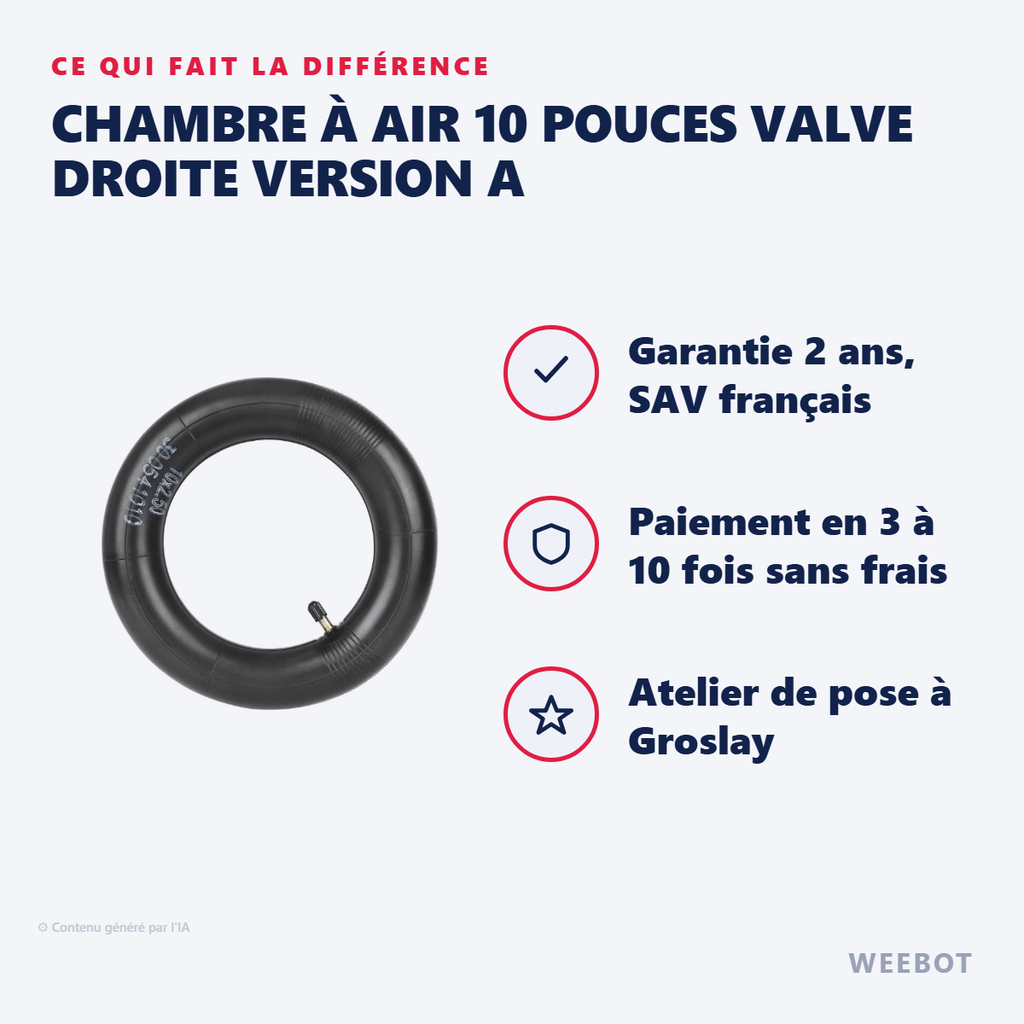 Chambre à Air 10 Pouces Valve Droite - Pas Cher