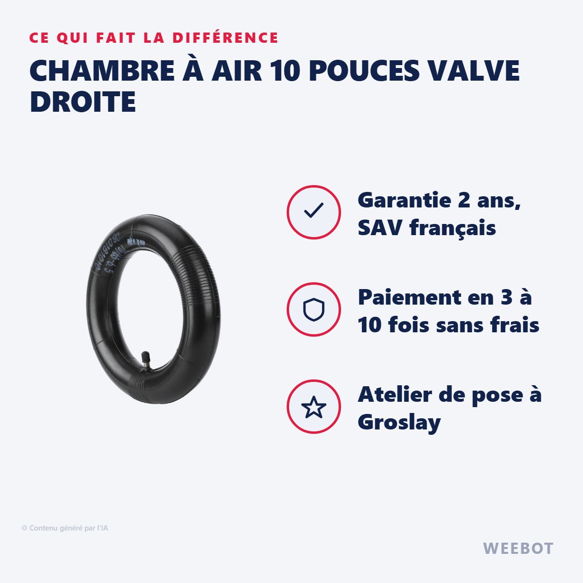 Chambre à Air 10 Pouces Valve Droite : les points forts