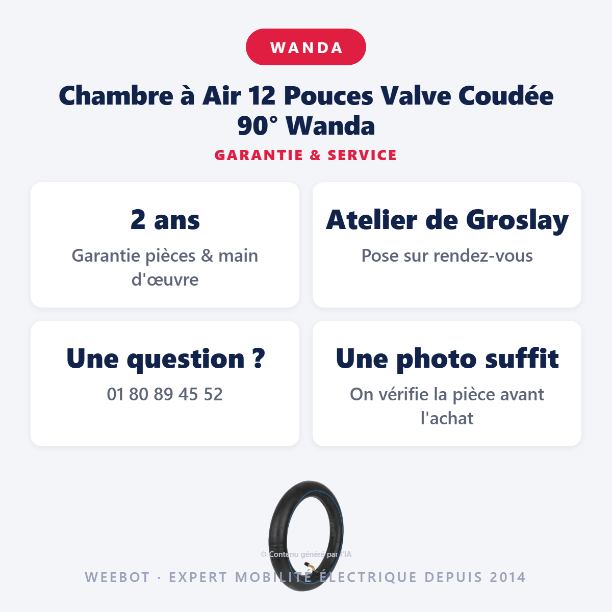 Chambre à Air 12 Pouces Valve Coudée 90° Wanda : garantie 2 ans et service après-vente