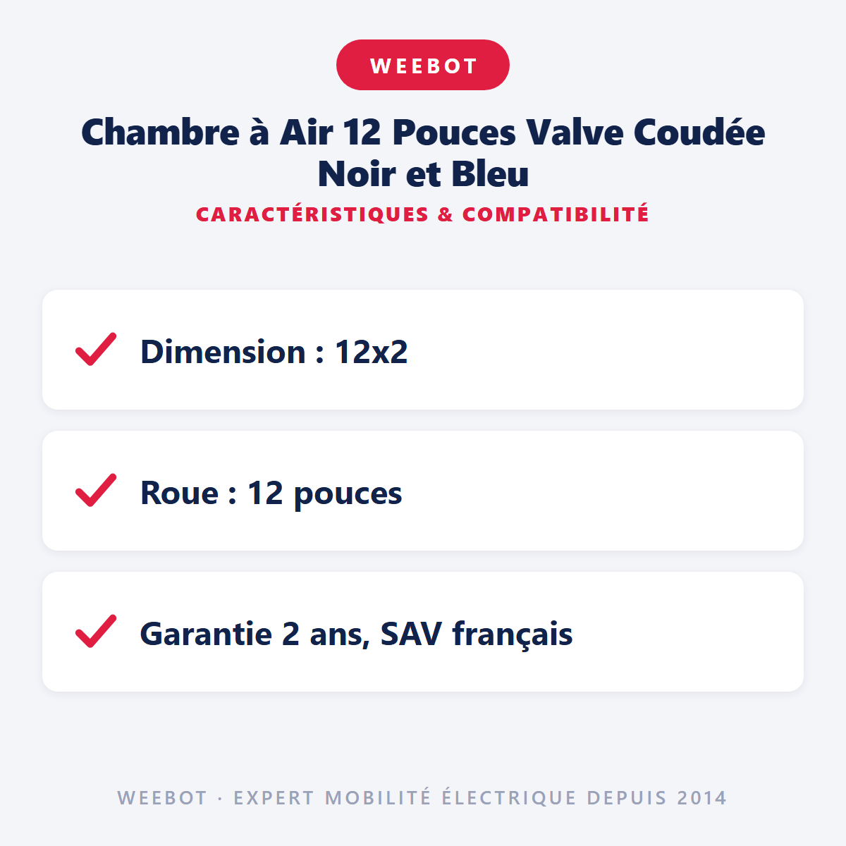 Chambre à Air 12 Pouces Valve Coudée Noir et Bleu : caractéristiques et compatibilité