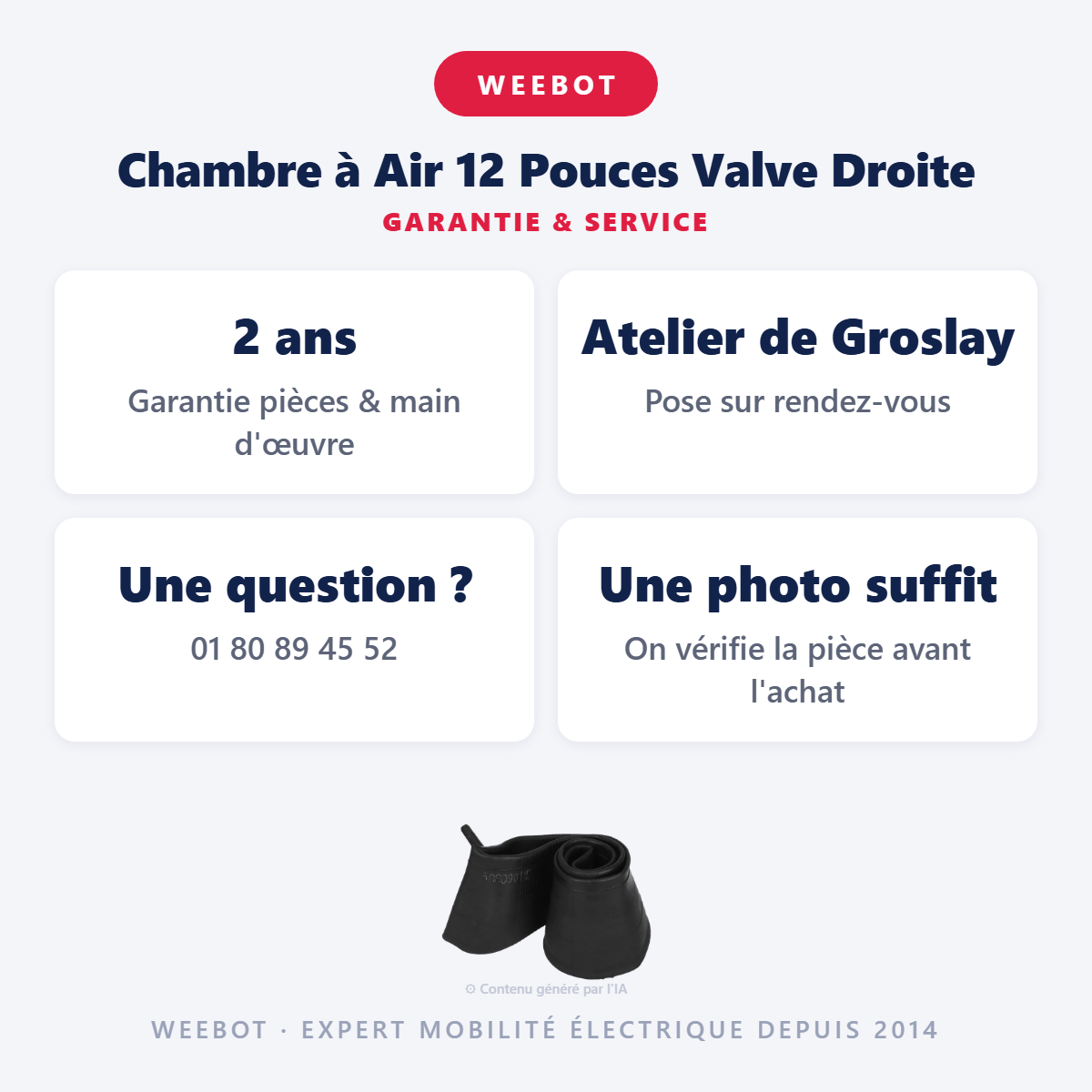 Chambre à Air 12 Pouces Valve Droite : garantie 2 ans et service après-vente