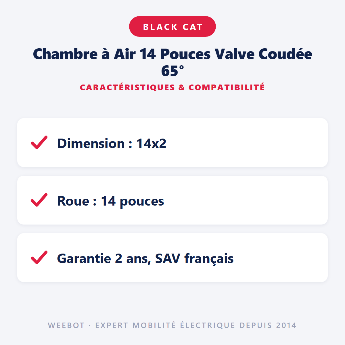 Chambre à Air 14 Pouces Valve Coudée 65° : caractéristiques et compatibilité