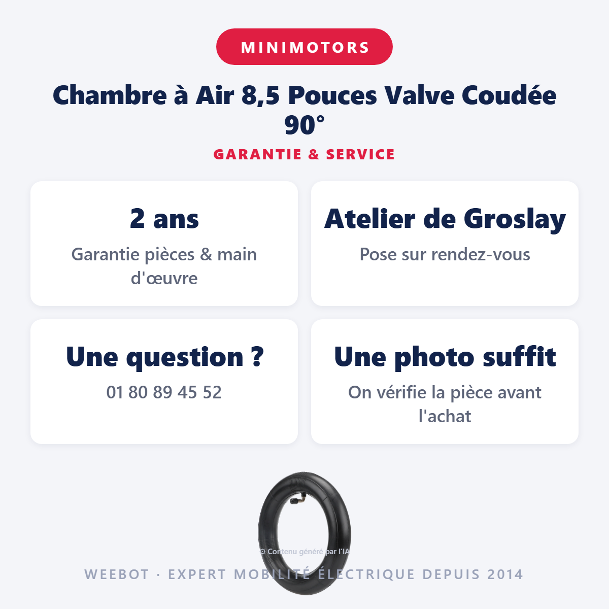 Chambre à Air 8,5 Pouces Valve Coudée 90° : garantie 2 ans et service après-vente