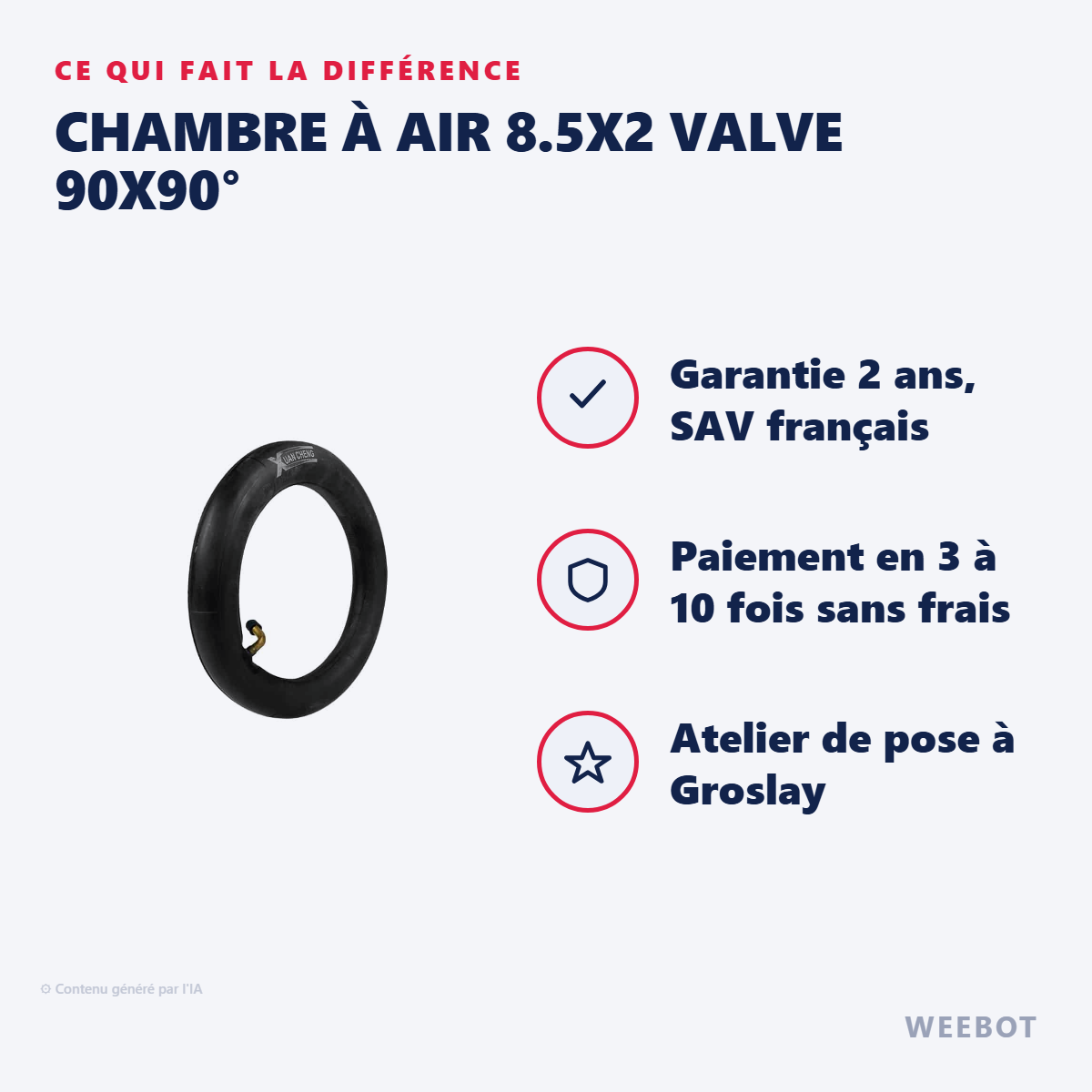 Chambre à Air 8.5x2 Valve 90x90° : les points forts