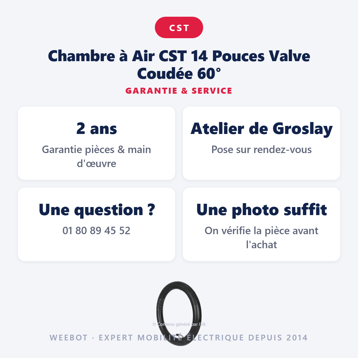 Chambre à Air CST 14 Pouces Valve Coudée 60° : garantie 2 ans et service après-vente