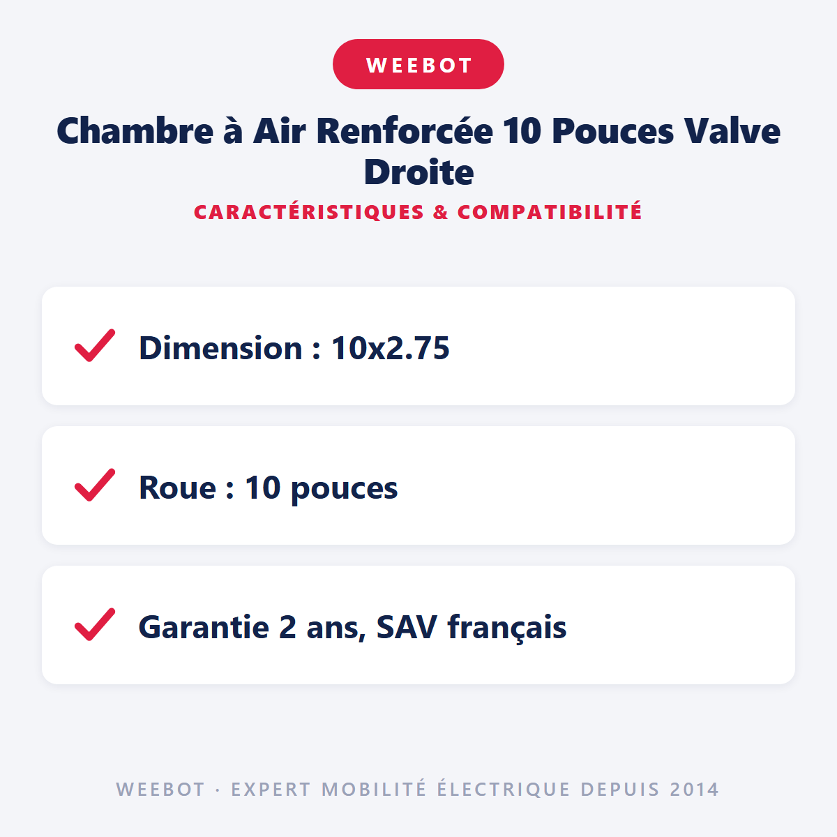 Chambre à Air Renforcée 10 Pouces Valve Droite : caractéristiques et compatibilité