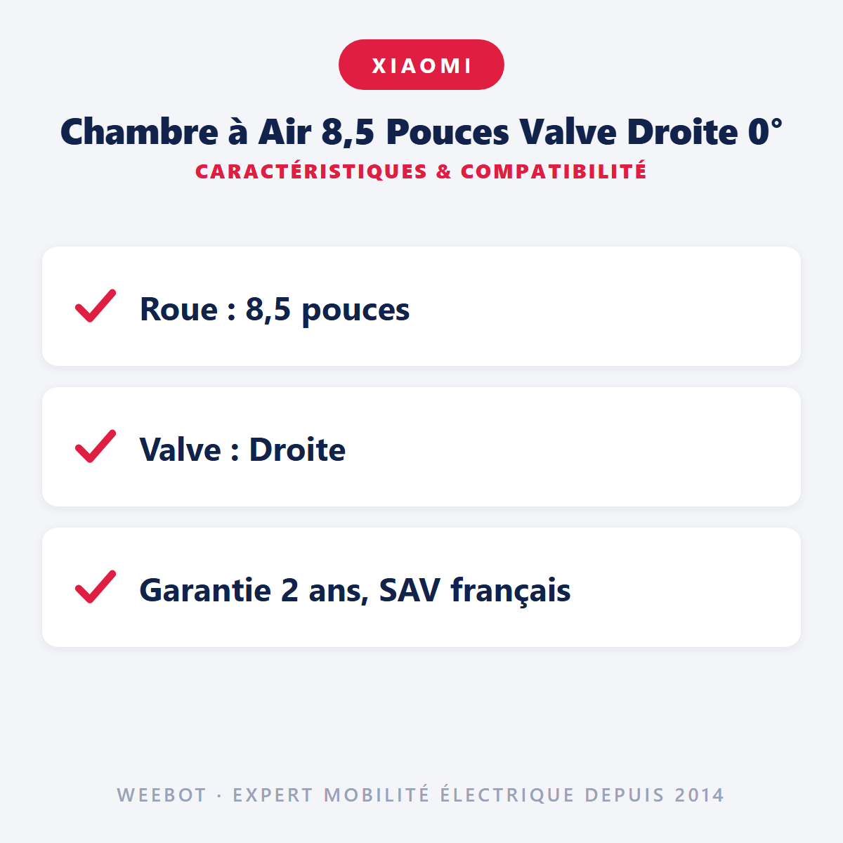 Chambre à Air 8,5 Pouces Valve Droite 0° : caractéristiques et compatibilité