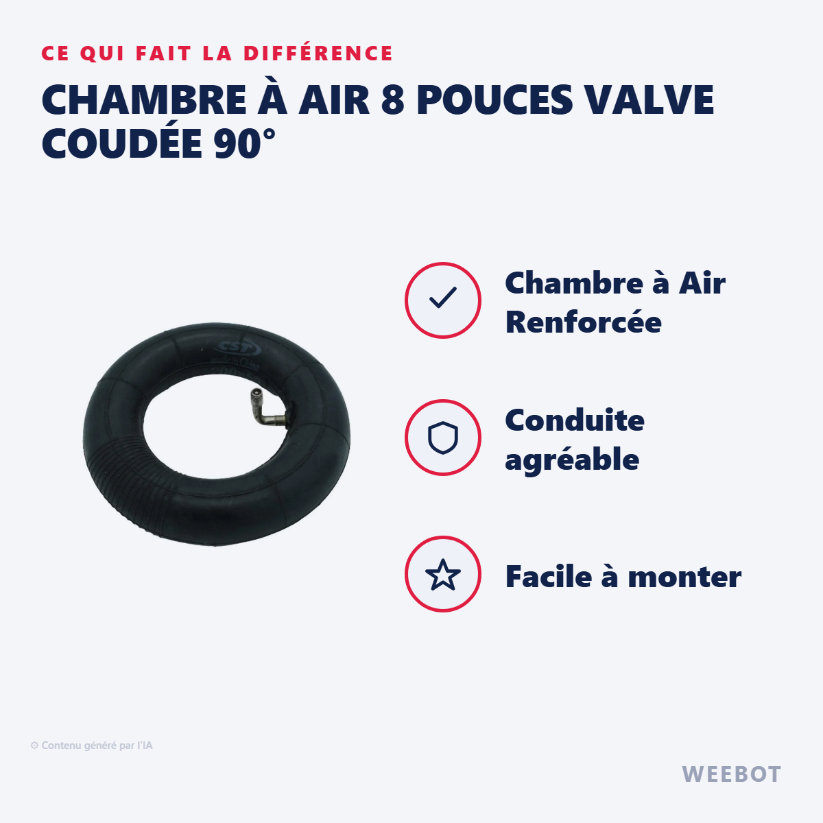 Chambre à Air 8 pouces Valve coudée 90° : les points forts