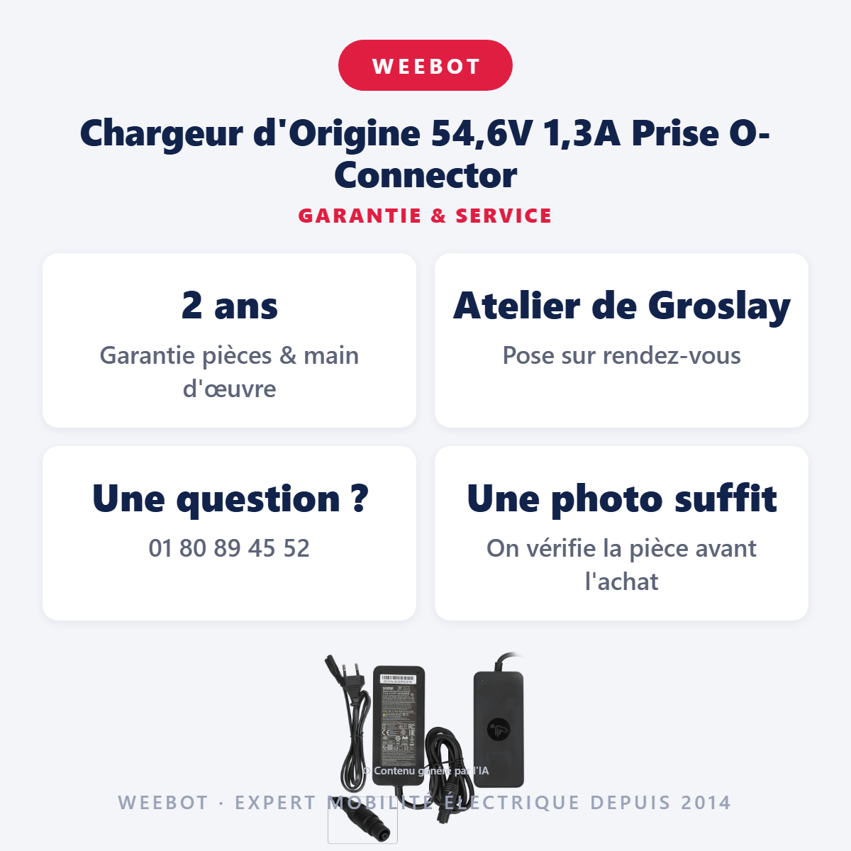 Chargeur d'Origine 54,6V 1,3A Prise O-Connector : garantie 2 ans et service après-vente