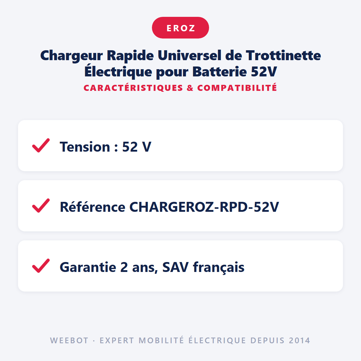 Chargeur Rapide Universel de Trottinette Électrique pour Batterie 52V - Weebot