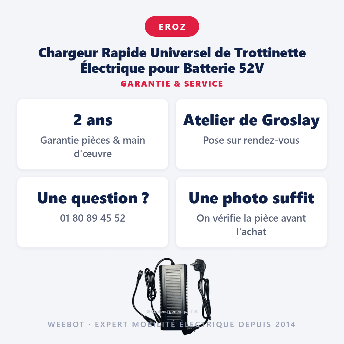 Chargeur Rapide Universel de Trottinette Électrique pour Batterie 52V - Weebot