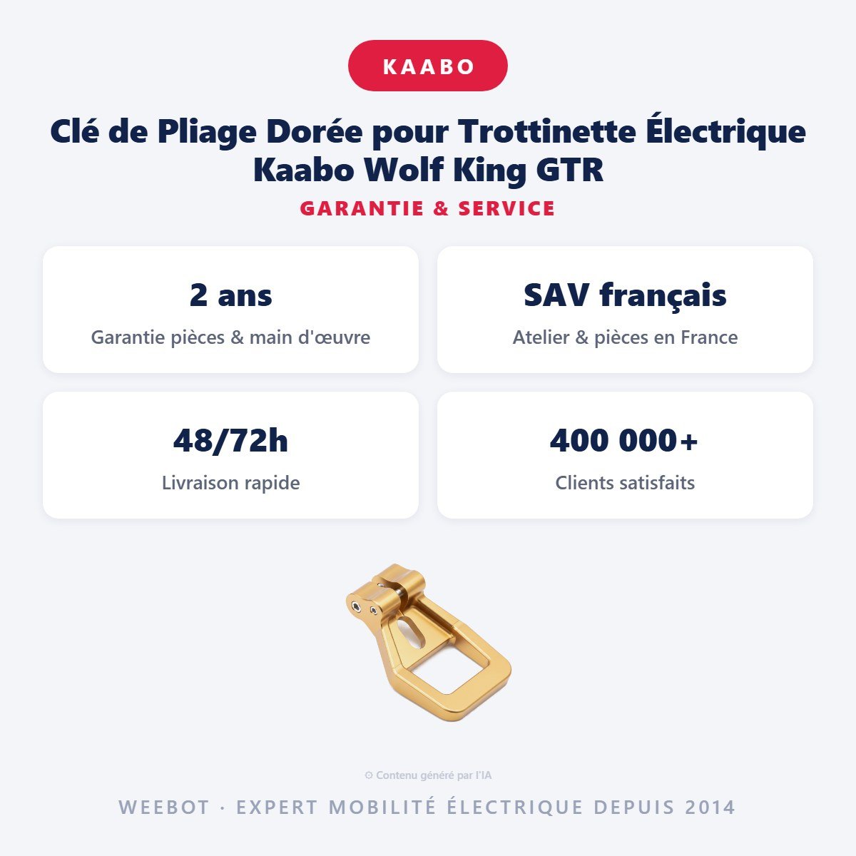 Clé de Pliage Dorée pour Trottinette Électrique Kaabo Wolf King GTR - Weebot