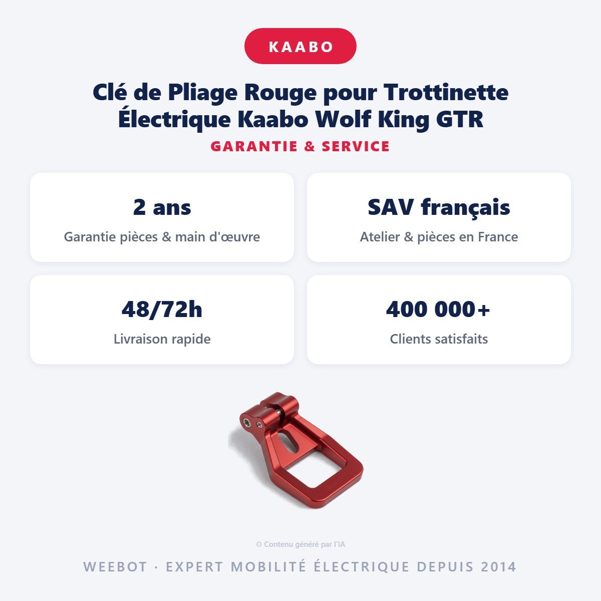 Clé de Pliage Rouge pour Trottinette Électrique Kaabo Wolf King GTR - Weebot