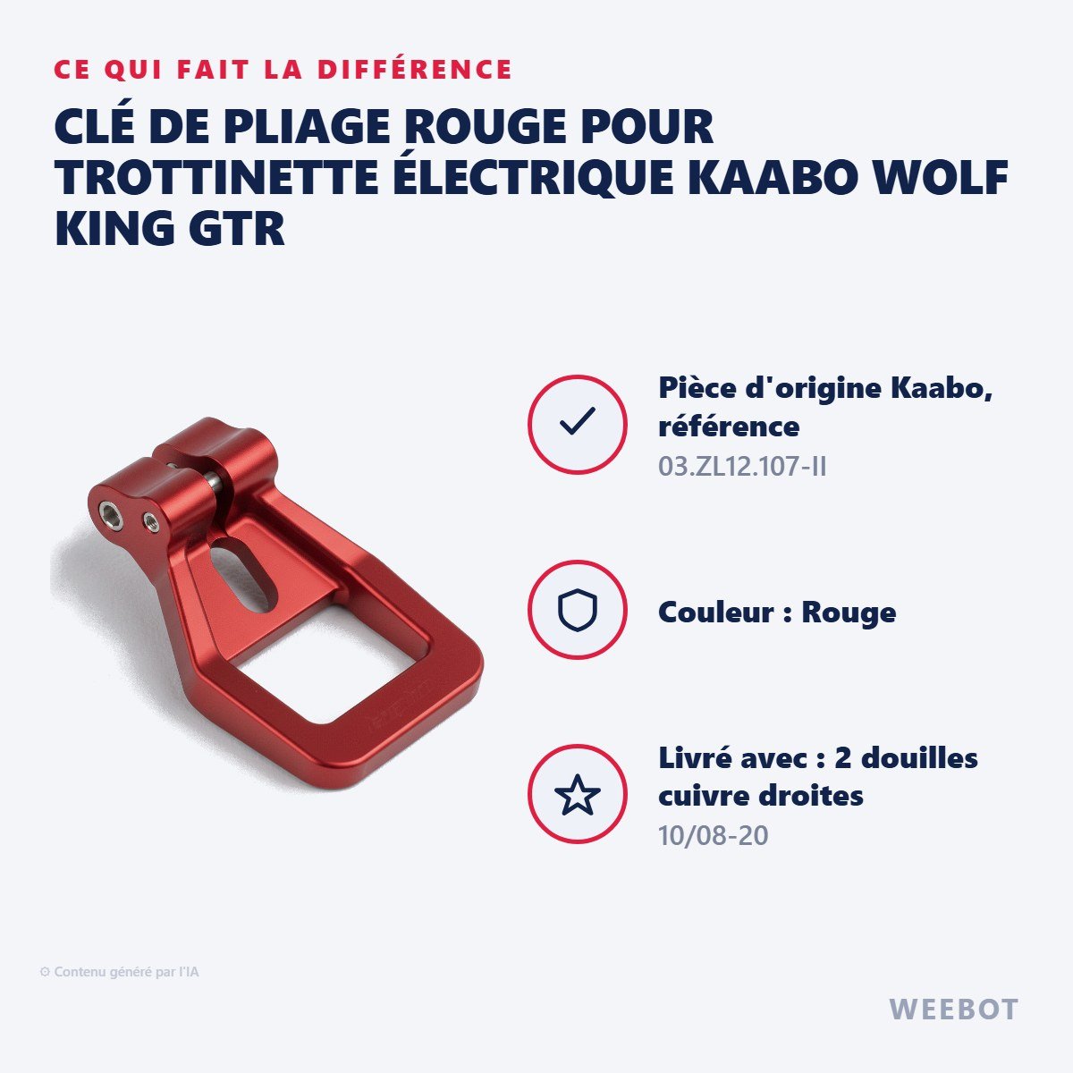 Clé de Pliage Rouge pour Trottinette Électrique Kaabo Wolf King GTR - Weebot