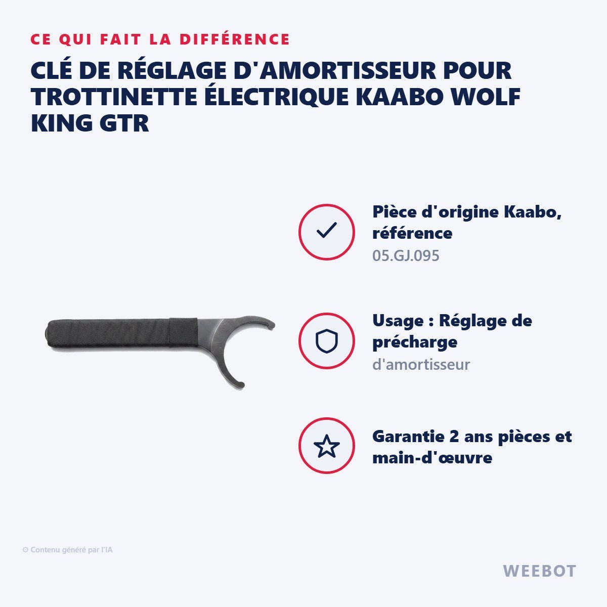 Clé de Réglage d'Amortisseur pour Trottinette Électrique Kaabo Wolf King GTR - Weebot
