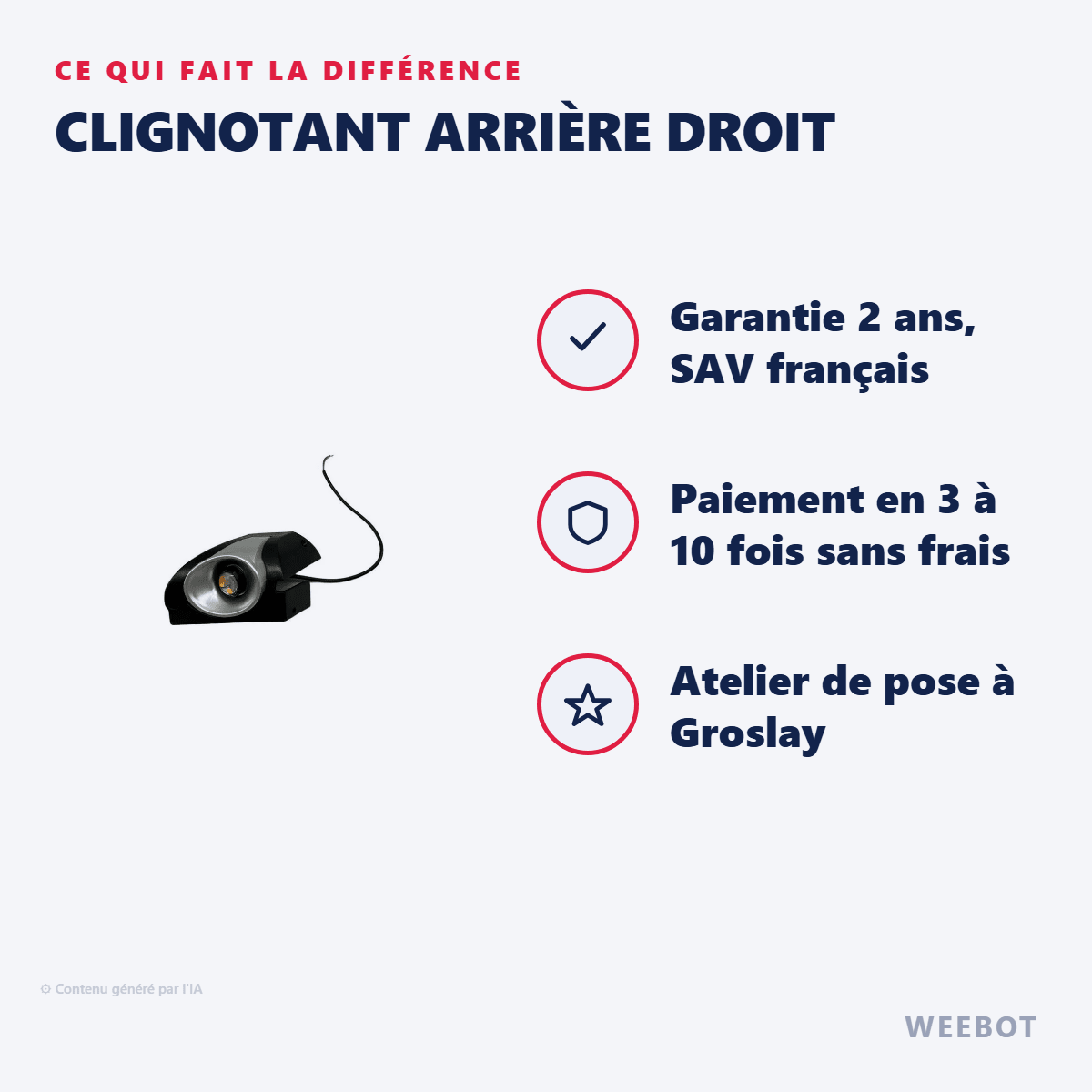 Clignotant Arrière Droit pour Trottinette Electrique Dualtron Popular - Weebot