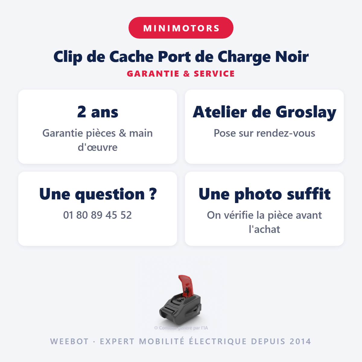 Clip de Cache Port de Charge Noir : garantie 2 ans et service après-vente